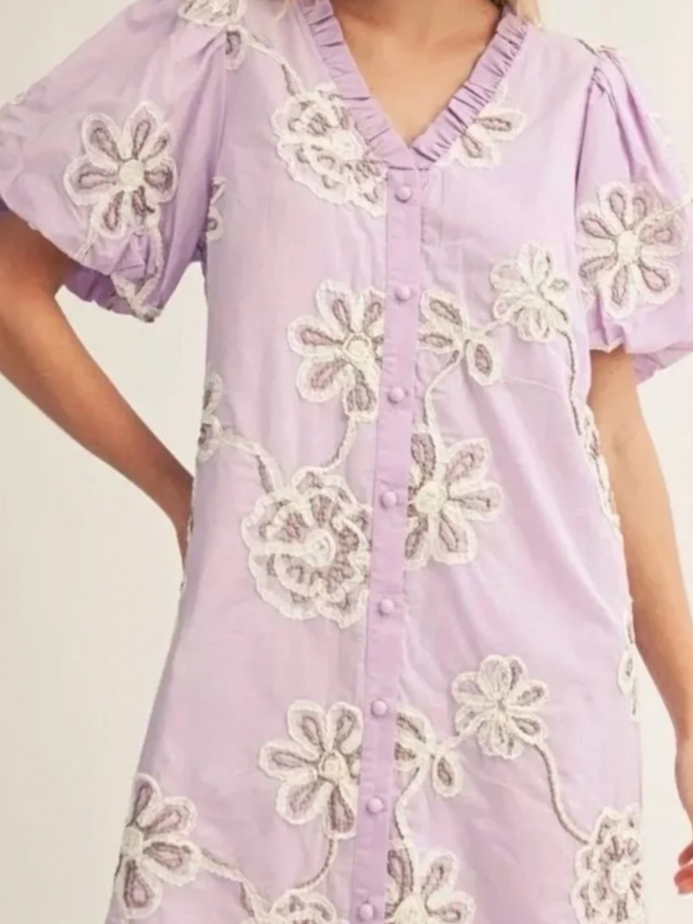 JODIFL FLORAL PUFF SLEEVE MINI DRESS L Large  Bridal shower, Baby shower